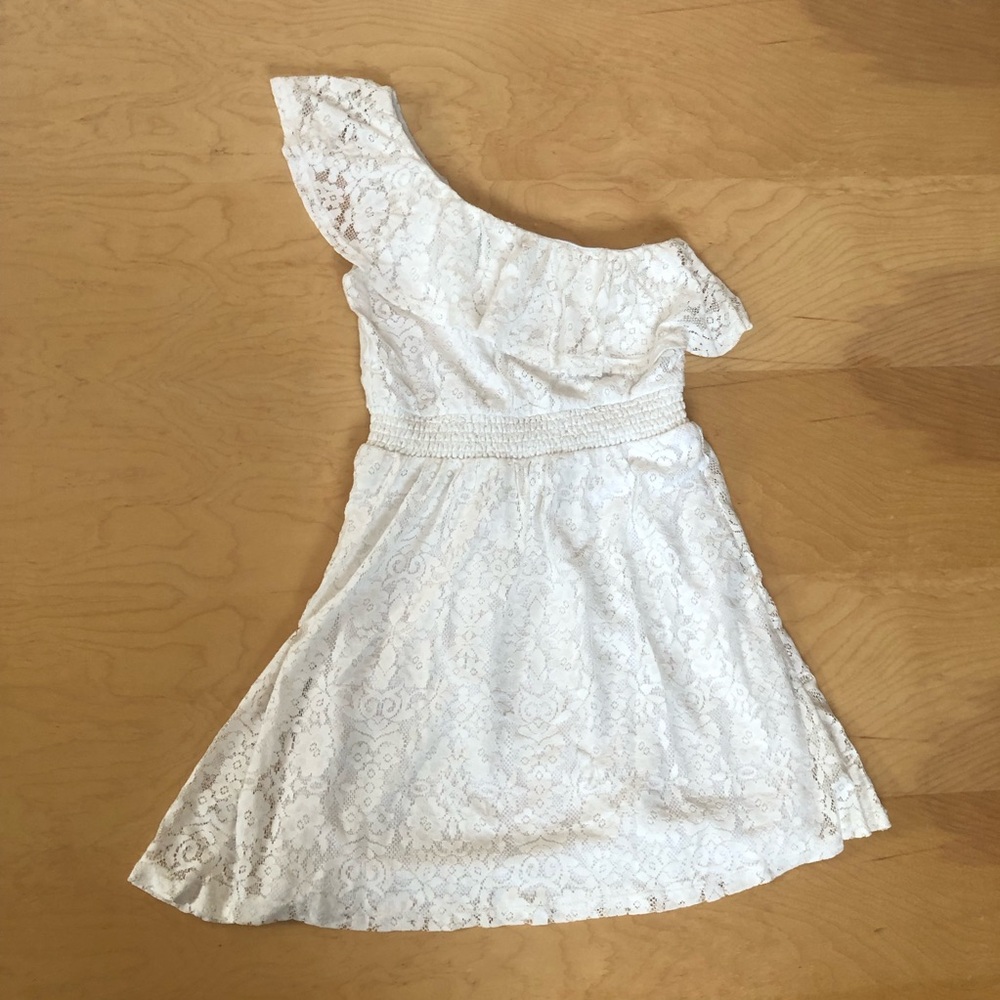 White Lace One-Shoulder Fairy Cottagecore Dress Y2K XS